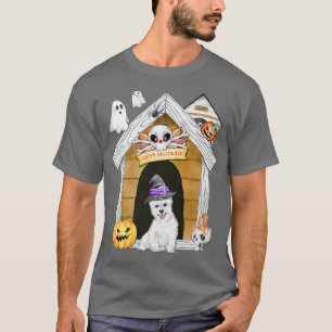 Halloween Väster Highland Terrier Hund Witch Haunt T Shirt