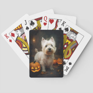 Halloween Väster Highland White Terrier Pumpkins Casinokort