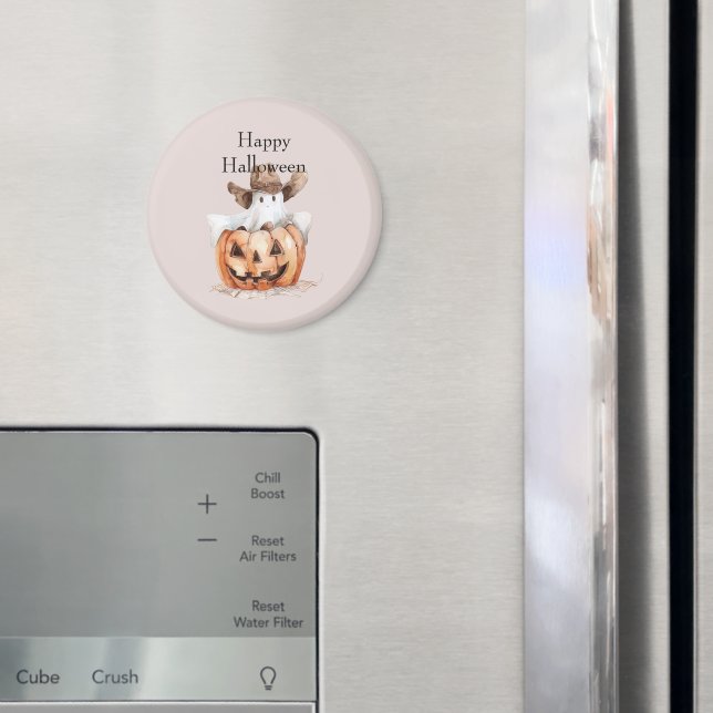 Halloween västern brun cowboy spöke pumpa magnet (In Situ (Fridge))