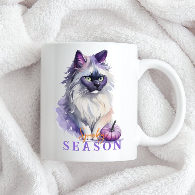 Halloween vattencolor birman cat med pumkin kaffemugg (Skapare uppladdad)
