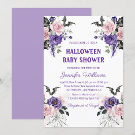 halloween vattencolor blommigt gothic babydusch inbjudningar