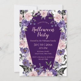 halloween vattencolor blommigt lila chic party inbjudningar