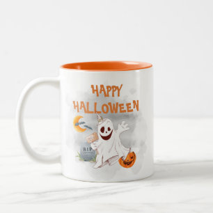 Halloween Vattenfärg Spöke Kuslig Söt Två-Tonad Mugg