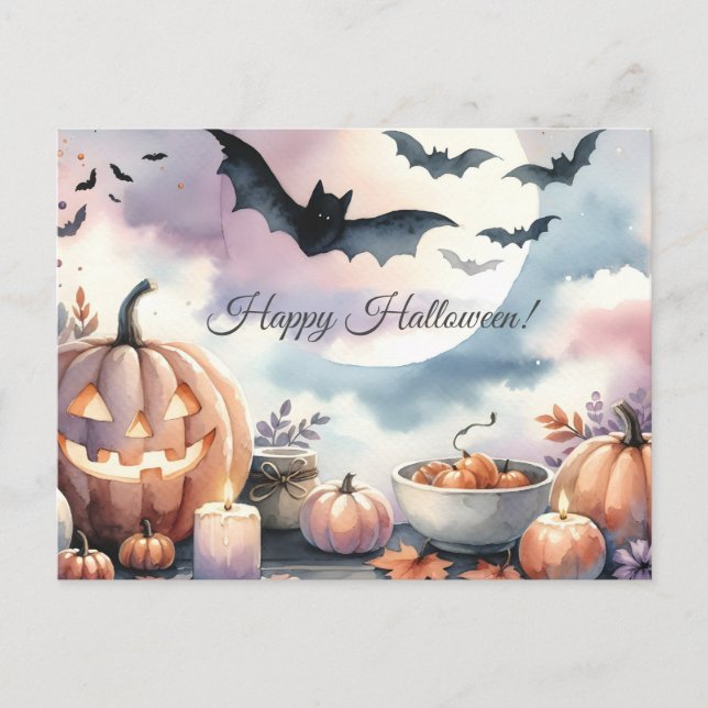 Halloween-vattenfärg Vykort (Framsida)
