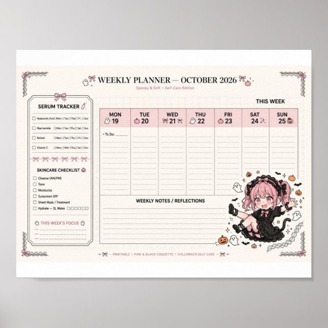 Halloween Veckoplanering 2026 | Serums Tracker  Poster (Framsidan)
