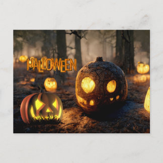 Halloween Very Scary Carved Pumpkins Vykort