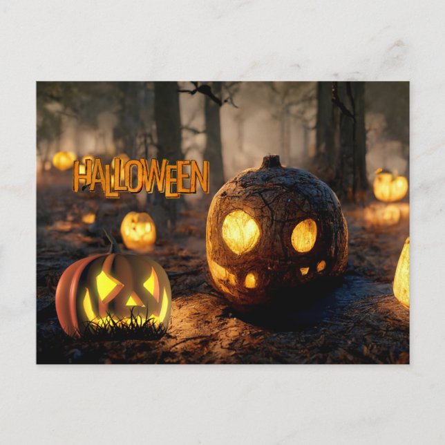 Halloween Very Scary Carved Pumpkins Vykort (Framsida)