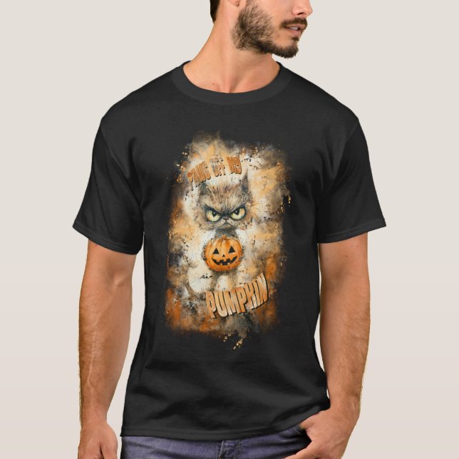 Halloween-vevy-katt med pumpkin t shirt (Framsida)