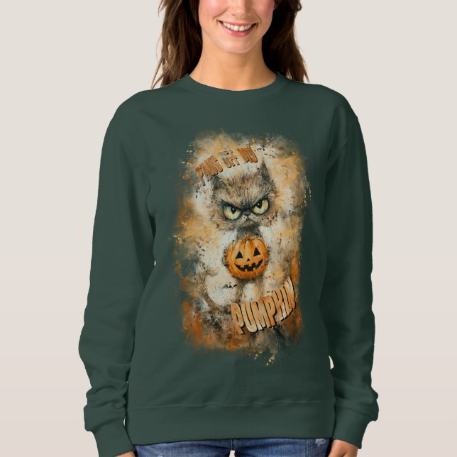 Halloween-vevy-katt med pumpkin t shirt (Framsida)