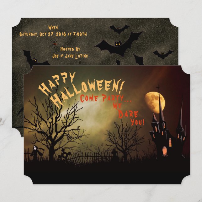 Halloween - vi gör dig skyldig inbjudningar (Fram/baksida)