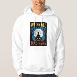 Halloween Vi Var Alla Galna Här Moon Cat Pumpkin Hoodie