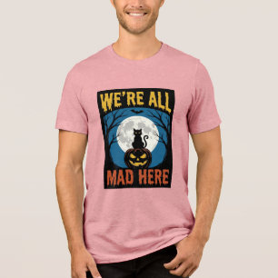 Halloween Vi Var Alla Galna Här Moon Cat Pumpkin T Shirt