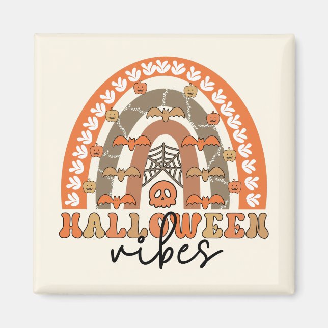 Halloween Vibes Boho Rainbow Fall Halloween Magnet (Framsidan)