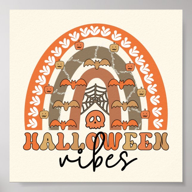 Halloween Vibes Boho Rainbow Fall Halloween Poster (Framsidan)
