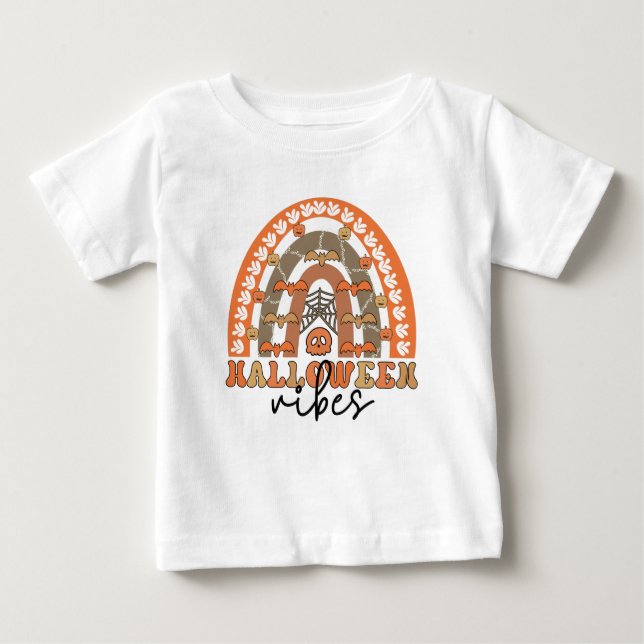 Halloween Vibes Boho Rainbow Fall Halloween T Shirt (Framsida)