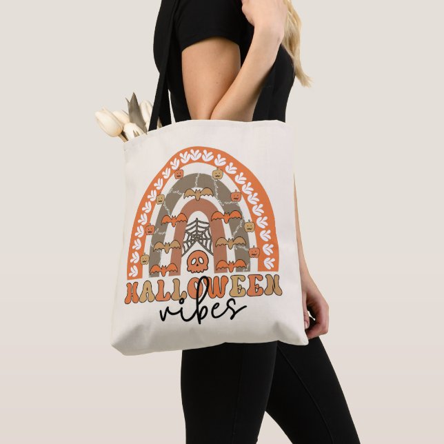 Halloween Vibes Boho Rainbow Fall Halloween Tygkasse (Närbild)
