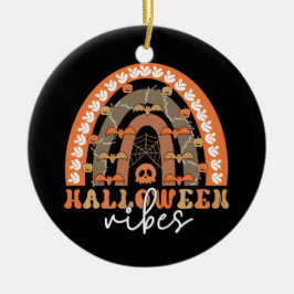 Halloween Vibes Boho Rainbow Fall Spooky Julgransprydnad Keramik