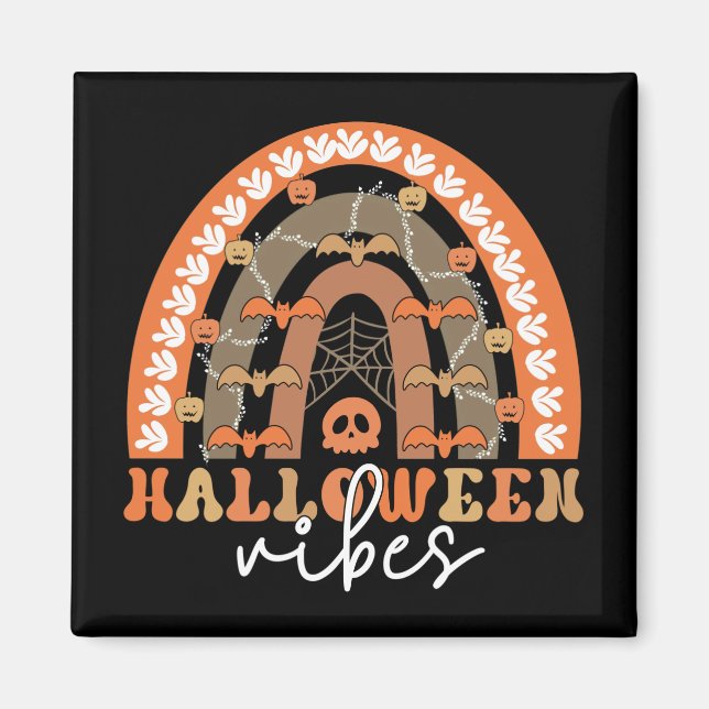 Halloween Vibes Boho Rainbow Fall Spooky Magnet (Framsidan)