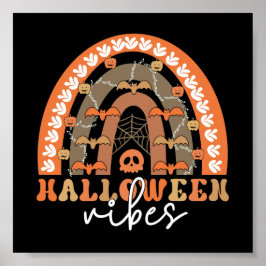 Halloween Vibes Boho Rainbow Fall Spooky Poster