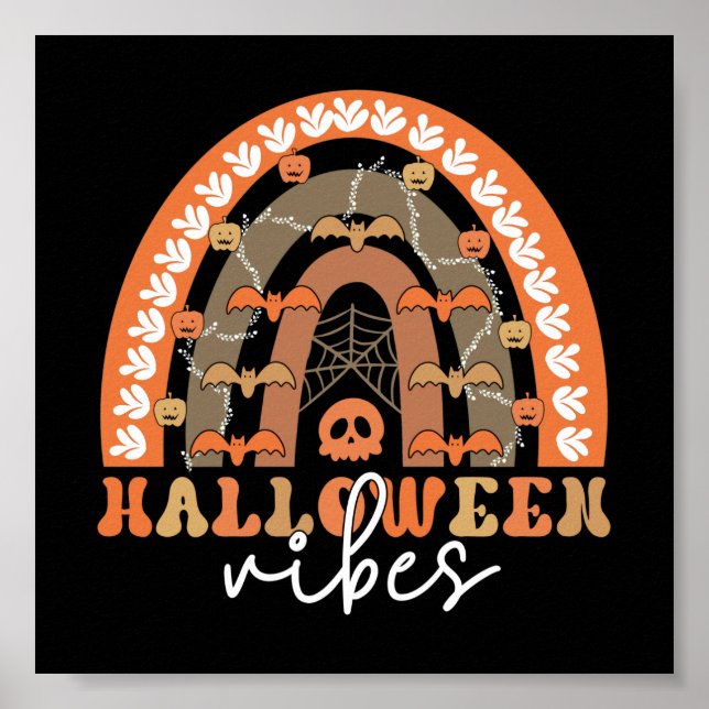 Halloween Vibes Boho Rainbow Fall Spooky Poster (Framsidan)
