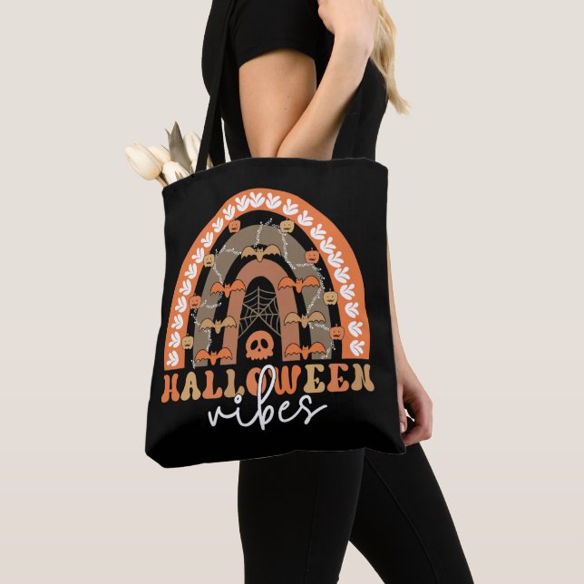 Halloween Vibes Boho Rainbow Fall Spooky Tygkasse (Närbild)