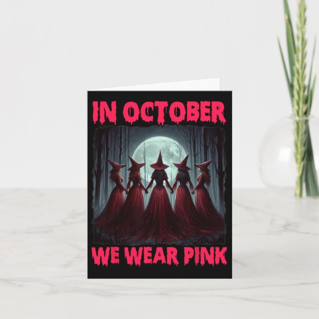 Halloween Vibes Breast Cancer Witch i oktober Kort (Framsida)