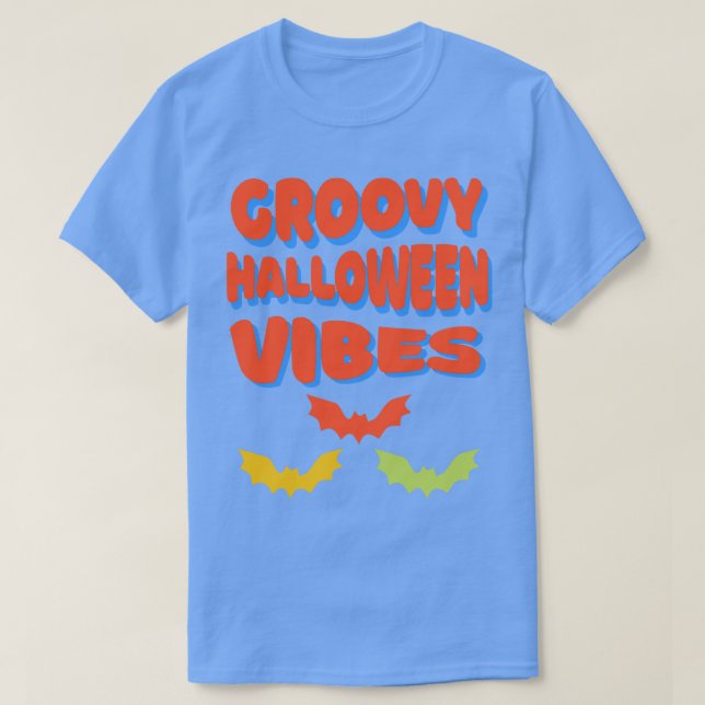 Halloween Vibes Fladdermus Retro Färg T Shirt (Design framsida)