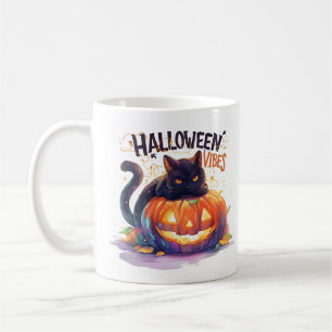 Halloween Vibes - Glowing Pumpkin Cat Kaffemugg