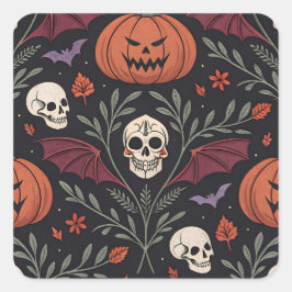 Halloween Vibes Mönster Fyrkantigt Klistermärke