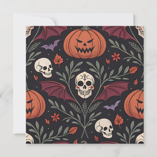 Halloween Vibes Mönster Inbjudningar (Framsida)