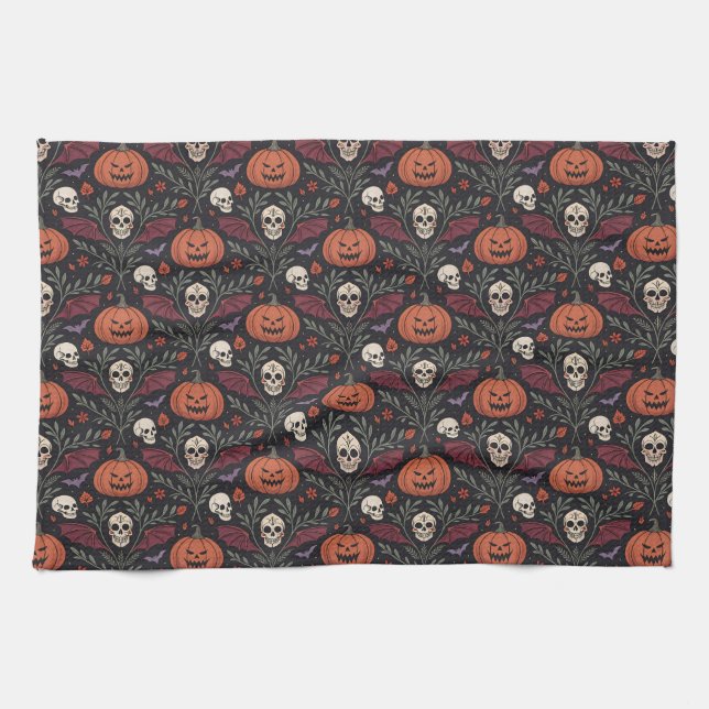 Halloween Vibes Mönster Kökshandduk (Horisontell)