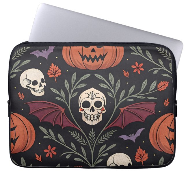 Halloween Vibes Mönster Laptop Fodral (Framsidan)