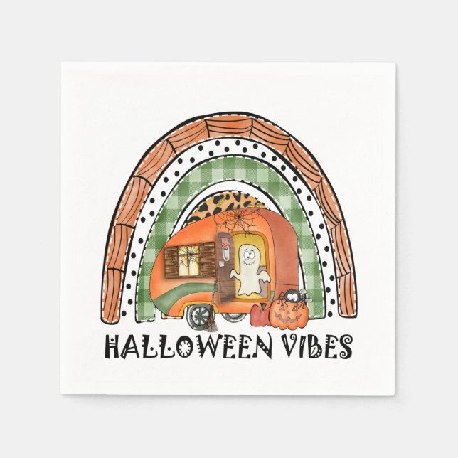 Halloween Vibes - Orange Rainbow Pappersservett (Framsidan)