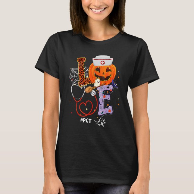 Halloween vibes PCT Life Pumpkin Nurse Outfit for  T Shirt (Framsida)