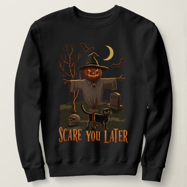 Halloween Vibes - Pumpkin Head Fågelskrämma T Shirt (Design framsida)