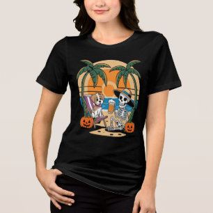 Halloween Vibes Skeleton med Beer Vector T Shirt