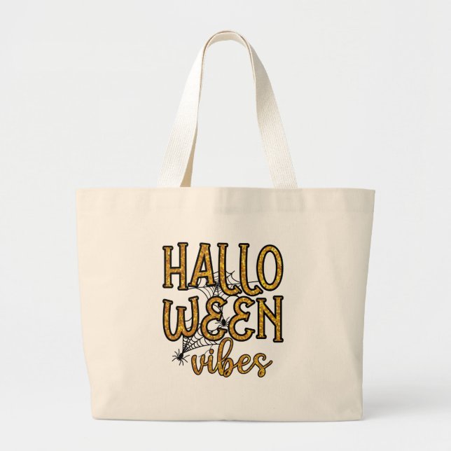 Halloween Vibes - Sparkly Guld Text Jumbo Tygkasse (Framsidan)