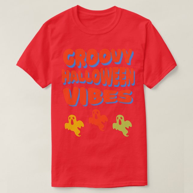 Halloween Vibes Spöken Retro Färg T Shirt (Design framsida)