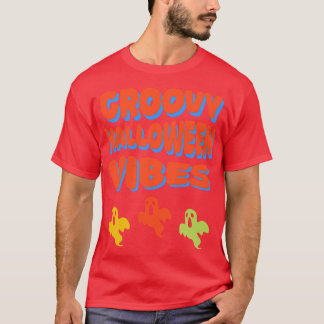 Halloween Vibes Spöken Retro Färg T Shirt