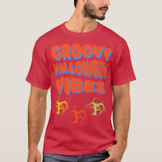 Halloween Vibes Träd Retro Färg T Shirt