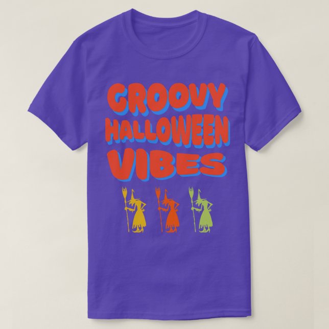 Halloween Vibes Witches Ständiga Retro Färg T Shirt (Design framsida)