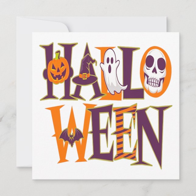 Halloween vibrant colorful inbjudningar (Framsida)