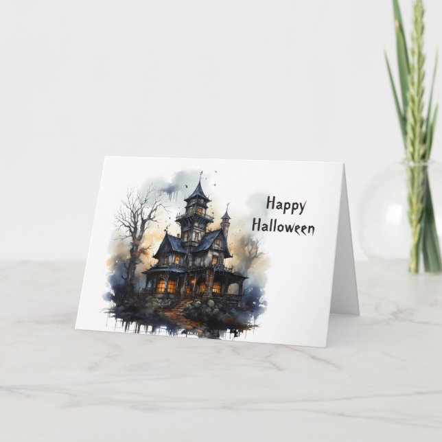 Halloween Victorian Haunted House Kort (Framsida)