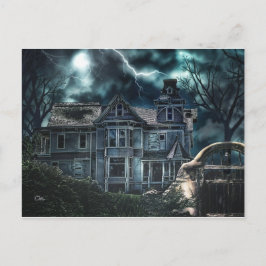 Halloween Victorian House Vykort