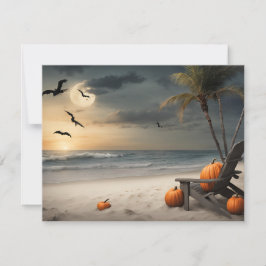 Halloween vid Beach - Blank Notecard Inbjudningar