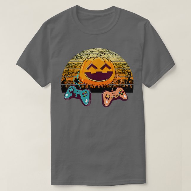 Halloween Video Game Controller Pumpkin Funny Game T Shirt (Design framsida)