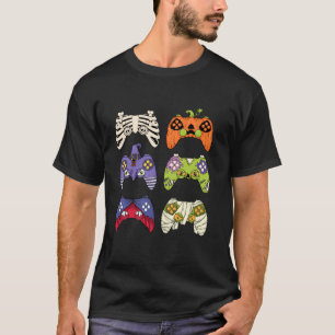 Halloween Video Game Controller Skeleton Zombie Pu T Shirt