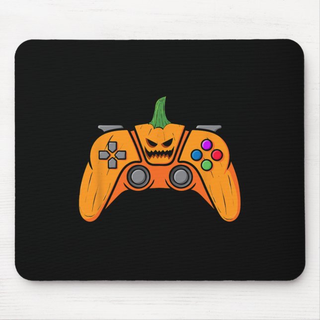 Halloween-videospelsstyrenhet med Pumpkin Ansikte Musmatta (Framsidan)