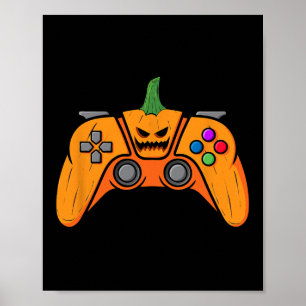 Halloween-videospelsstyrenhet med Pumpkin Ansikte Poster