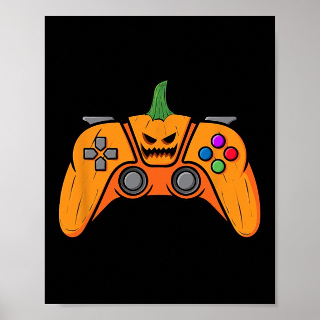 Halloween-videospelsstyrenhet med Pumpkin Ansikte Poster (Framsidan)